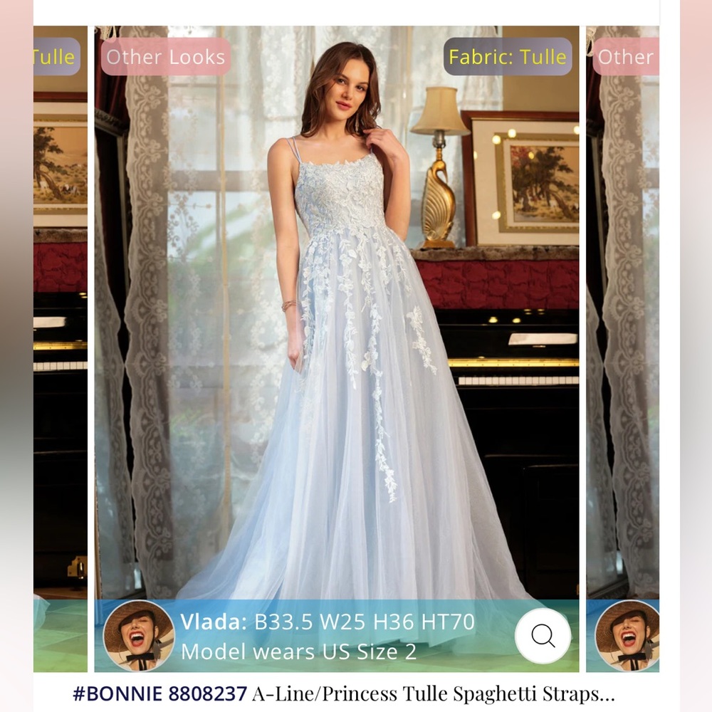 Lavetir blue tulle and lace dress sz.S
